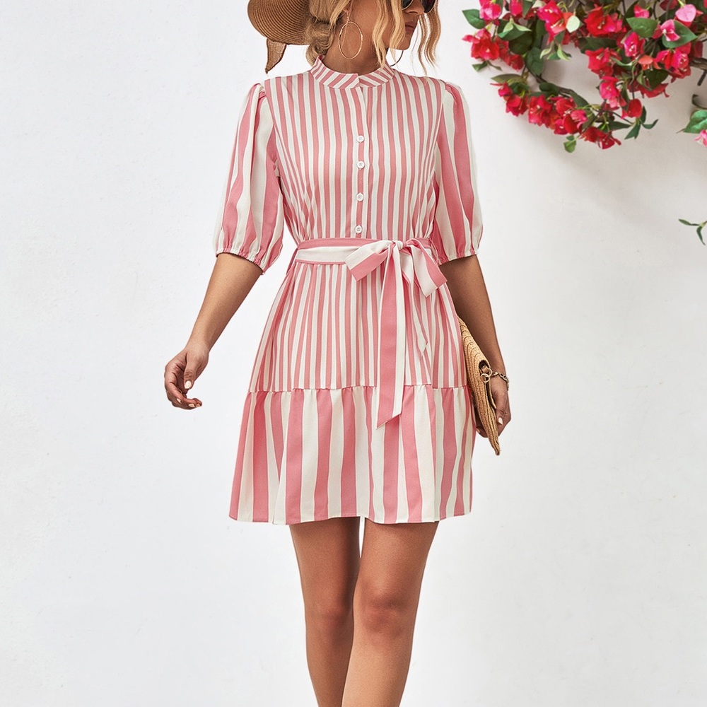 Pink White Stripe Dress